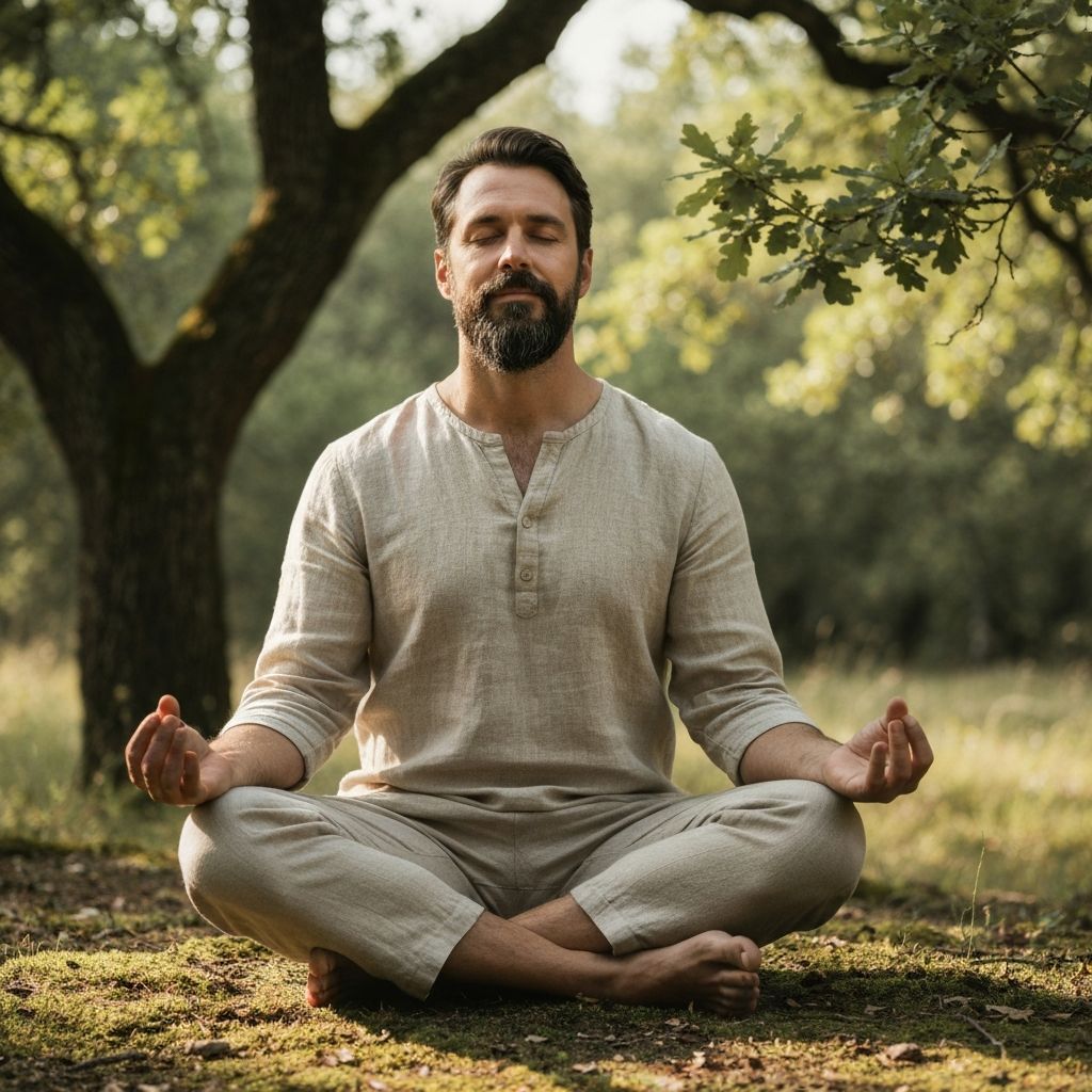 Man practicing mindfulness outdoors